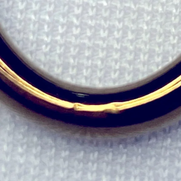 Vntg 14K Gold Brown Hollow Oval Earrings - Picture 3 of 5